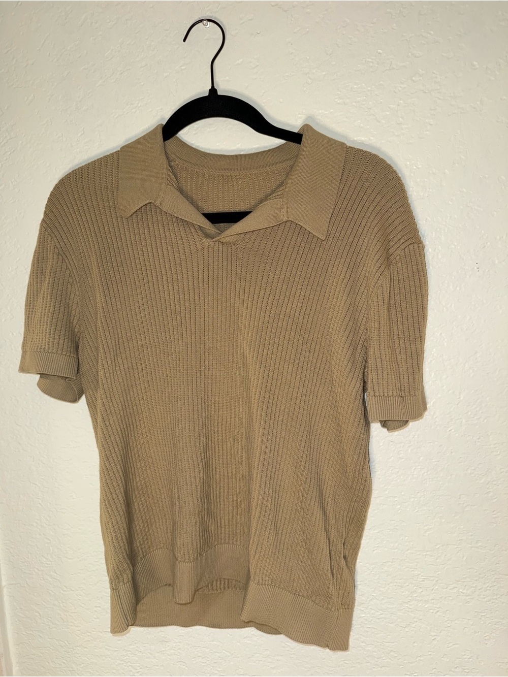 J. Crew Short-Sleeve Ribbed Polo in Tan
